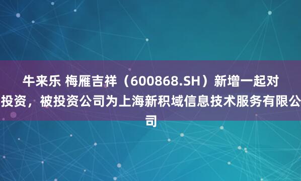 牛来乐 梅雁吉祥（600868.SH）新增一起对外投资，被投资公司为上海新积域信息技术服务有限公司